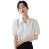 Fashionable polo collar short-sleeved shirt for women's summer 2024, a new stylish professional shirt and top for women Item Picture